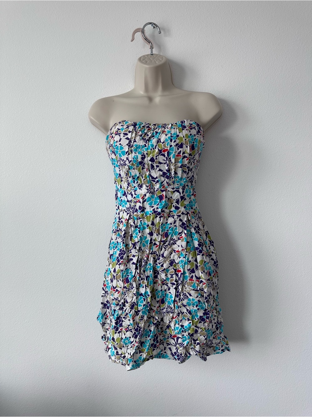 Strapless Floral Sundress in Blue & Green